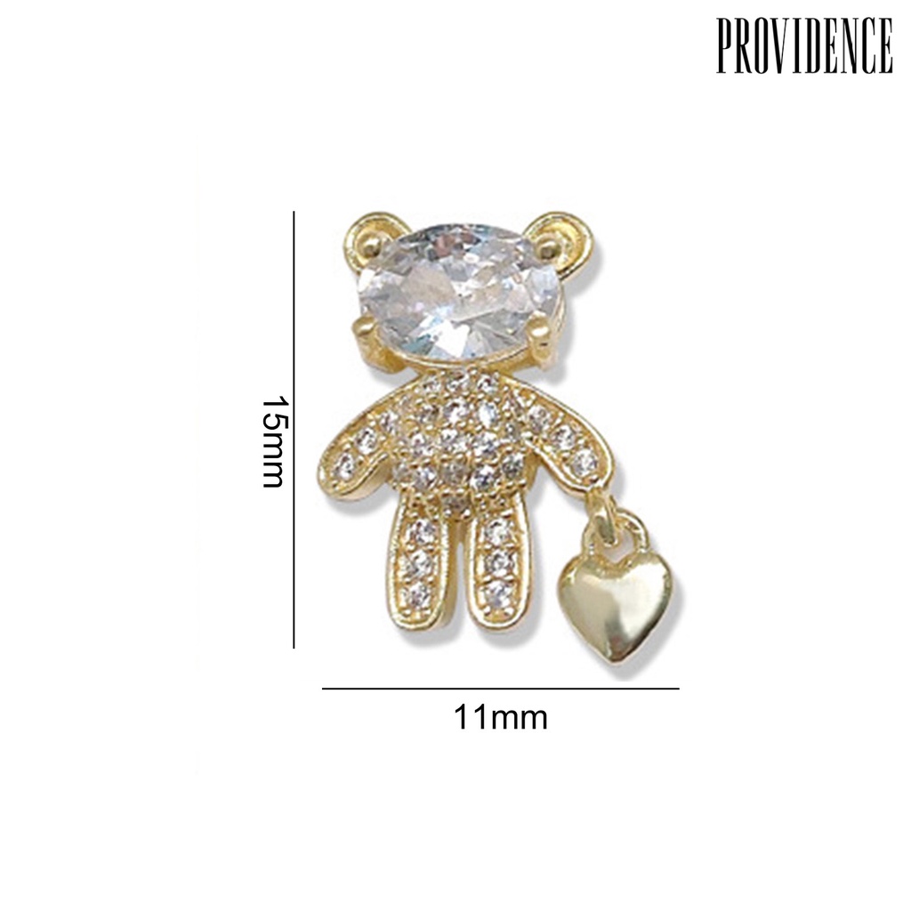 Providence Kuku Berlian Imitasi Bentuk Beruang Bersinar Tiga Dimensi Mewah Mudah Diterapkan DIY Nail Art Tahan Lama Cubic Zirconia Perhiasan Kuku Pesona Perlengkapan Salon Kuku