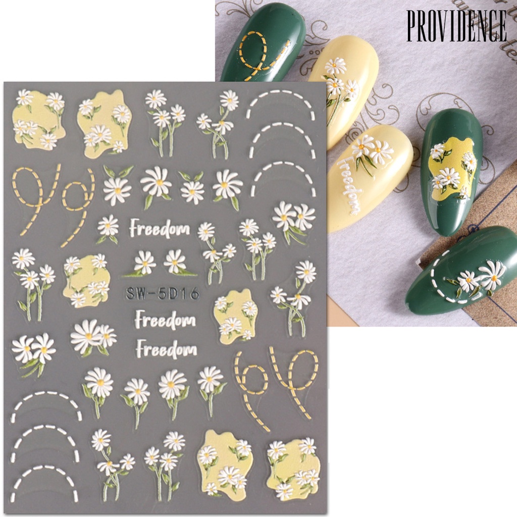 Providence Nail Art Stiker Tiga Dimensi 5D Relief Perekat Diri Tidak Luntur DIY Musim Semi Musim Panas Bunga Matahari Pola Bunga Manikur Stiker Salon Kuku Pasokan