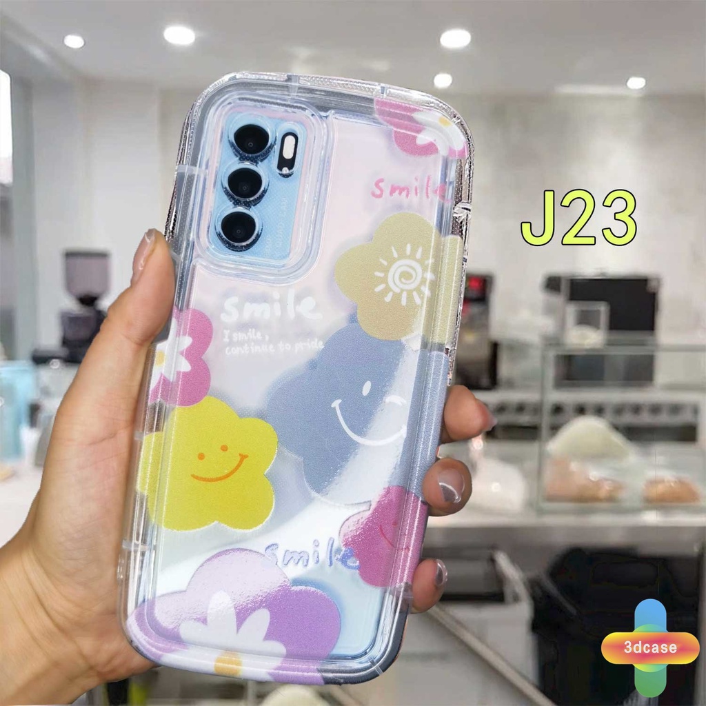 Casing OPPO A15 A54 A5S A77S A17 A17K A57 A3S A76 A96 A16 A95 A55 A7 A5 A9 A31 A53 A33 2020 A12 A12S A1K A12E A16E A16K A54S A53S A16S A77 A57S A57E A11S Reno 7 7Z 8Z 5 4 6 8 5F 5K 4F 4 5 06 Lite A74 A15S Cute Smile Flower Soft Airbag Soap Case