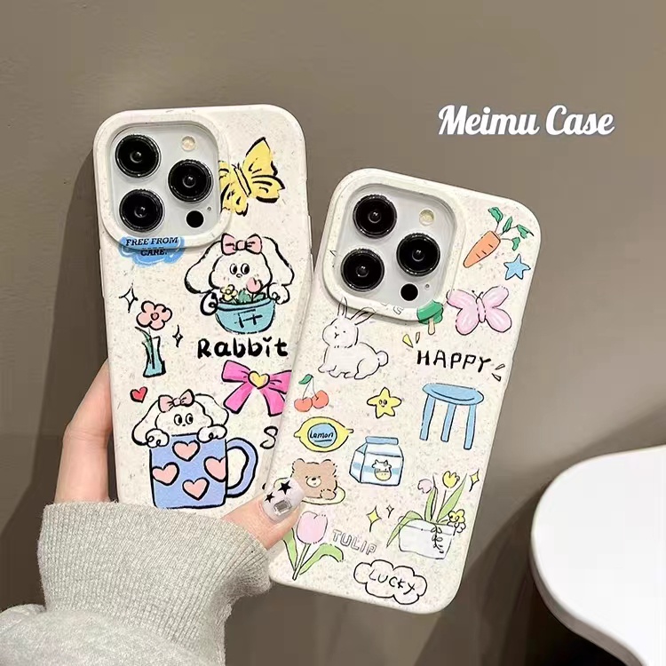 IPHONE Casing Ponsel Iphone11 ins Bahan Ramah Lingkungan Perlindungan Kamera Cocok Untuk Iphone14 13 12 14Plus Pro MAX 7 8Plus X XR XS MAX SE 12mini 13mini Model Empat Sudut Shockproof