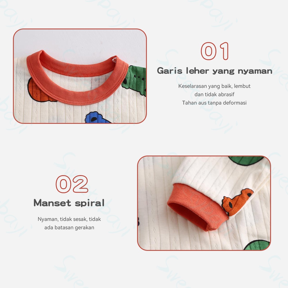 Sweetybayi Set baju tidur bayi Piyama bayi lengan panjang Setelan piyama bayi lucu