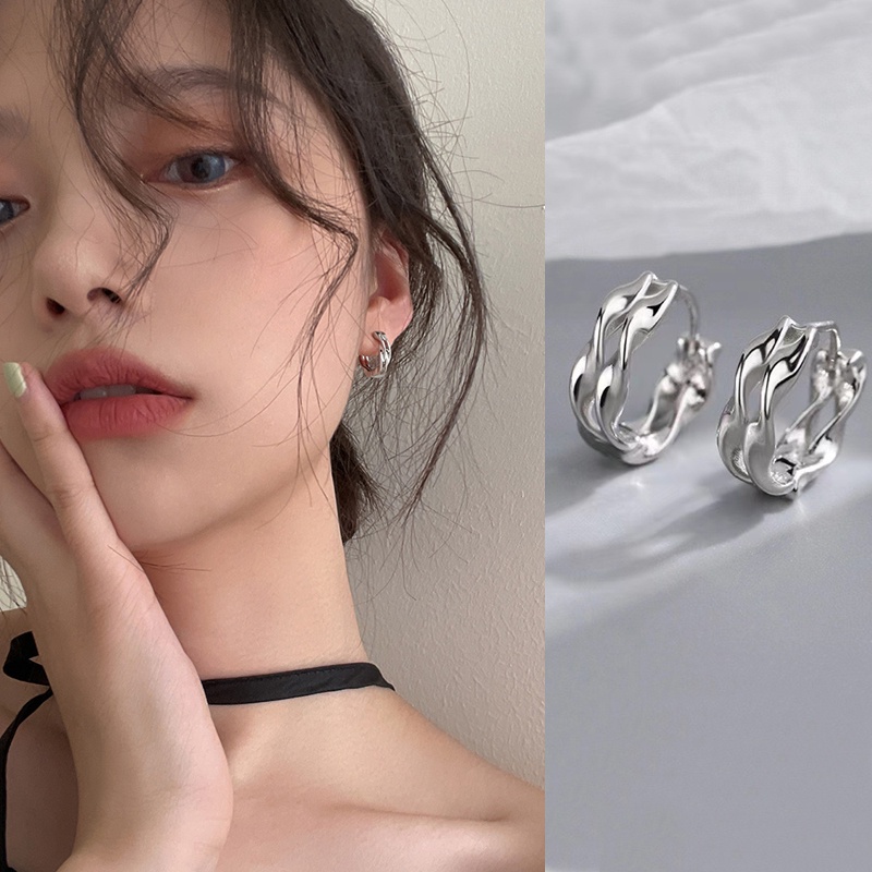 Roselife Vintage 14K Emas Cinta Hati Geometris Chunky Hoop Earrings Untuk Wanita Gadis Elegan Kiri Lingkaran Bulat Anting-Anting Fashion Telinga Perhiasan Aksesoris 1pasang