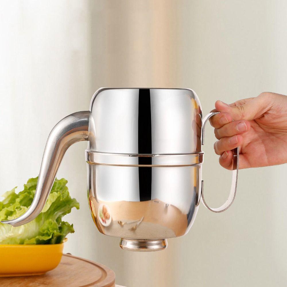 [Elegan] Dispenser Minyak Masak Mudah Dibersihkan Dapur Stainless Steel Anti-Netes Pouring Spout Wadah Bumbu