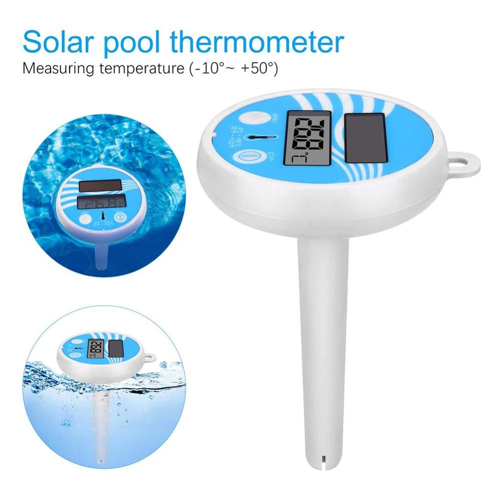 Rebuy Floating Thermomete LCD Display Tahan Air Sensor Suhu Pengukur Suhu Meter Outdoor Mandi Kolam Renang Thermomete