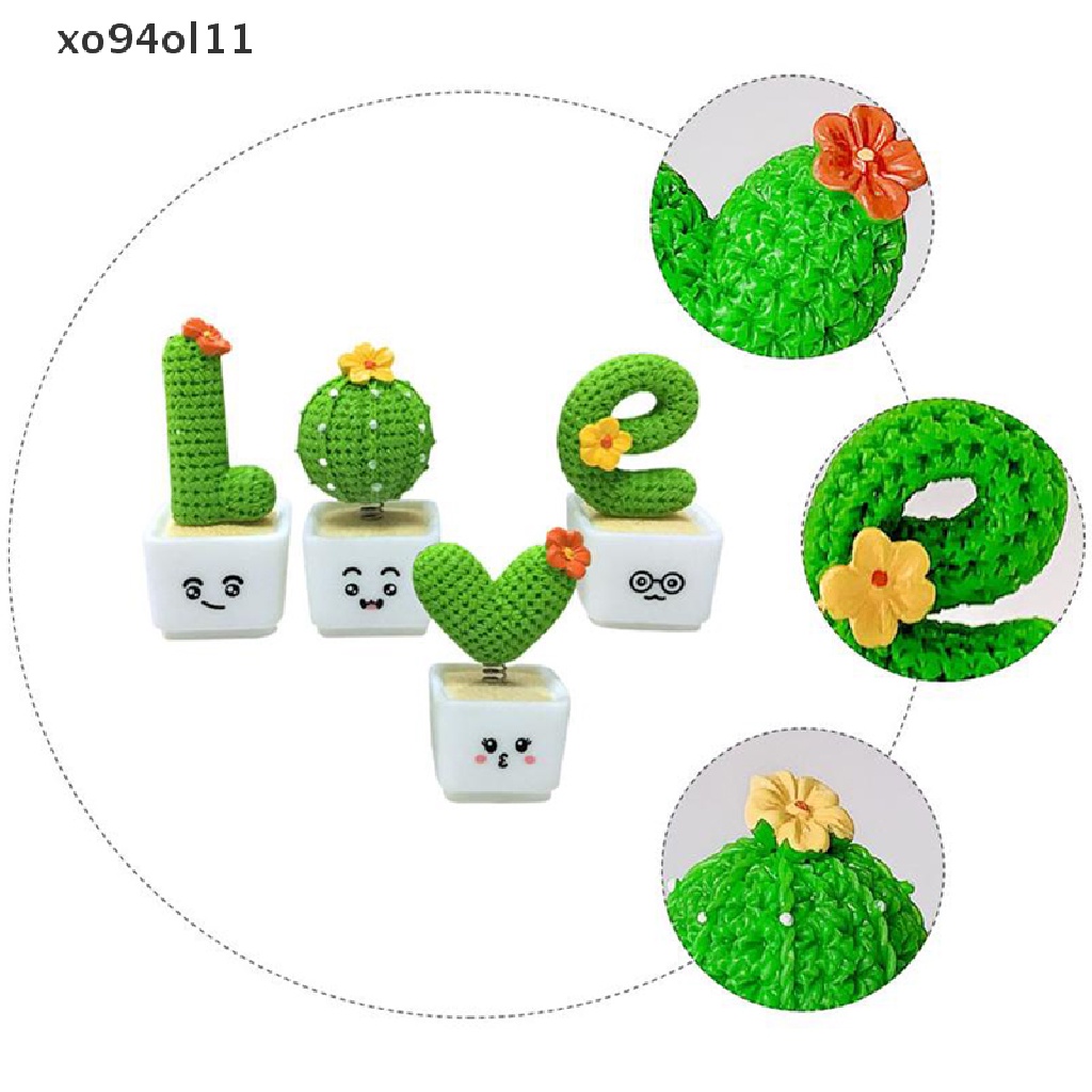 Xo 4Pcs Simulasi Kreatif Kaktus Berbentuk Hiasan Dekorasi Prop Cactus OL