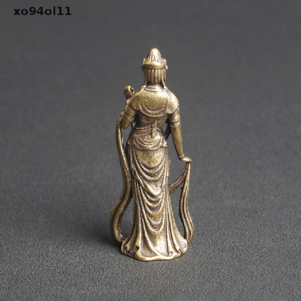 Xo Baru Koleksi Cina Kuningan Diukir Kwan-Yin Guan Yin Buddha Indah Patung OL