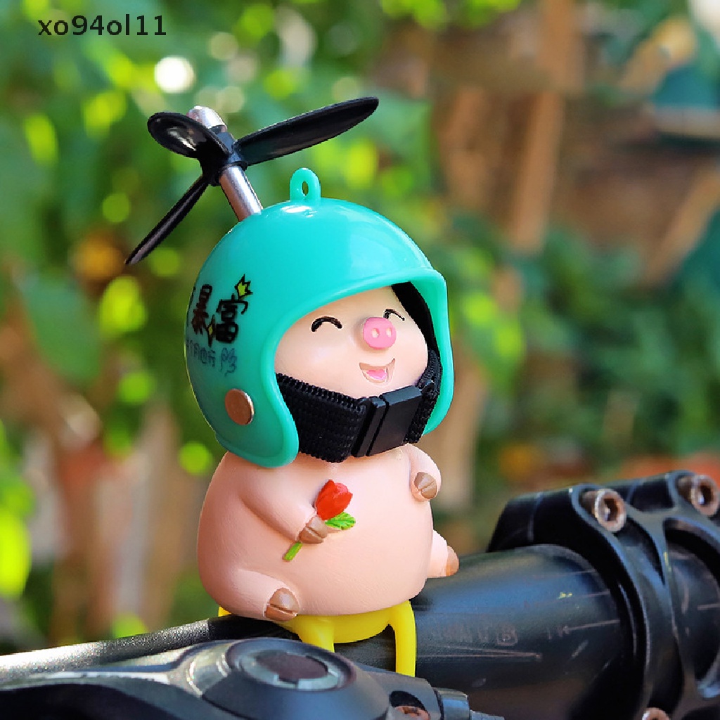 Xo Mobil Babi Pink Lucu Dengan Helm Baling-Baling Penahan Angin Bebek Tali Set Sepeda Motor Helm Bersepeda Mobil Decor Aksesoris OL