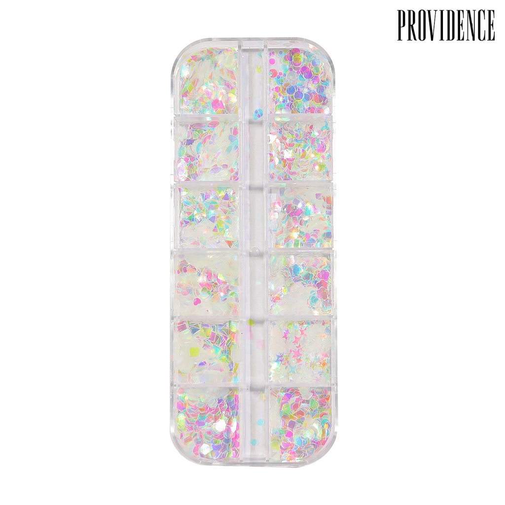 Providence Nail Sequin 12kisi Bersinar Tahan Lama Kuku Glitter Sequin Dekorasi DIY Crafting Beragam Gaya Campur Bulan Bintang Manicure Paillette Untuk Wanita Perempuan