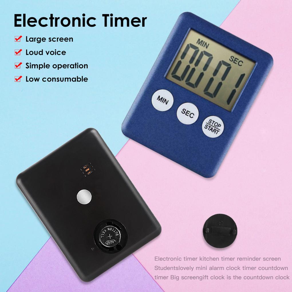 Timer Dapur Layar Digital LCD Super Tipis Persegi Masak Hitung Mundur Alarm Magnet Jam Gadget Dapur 7warna