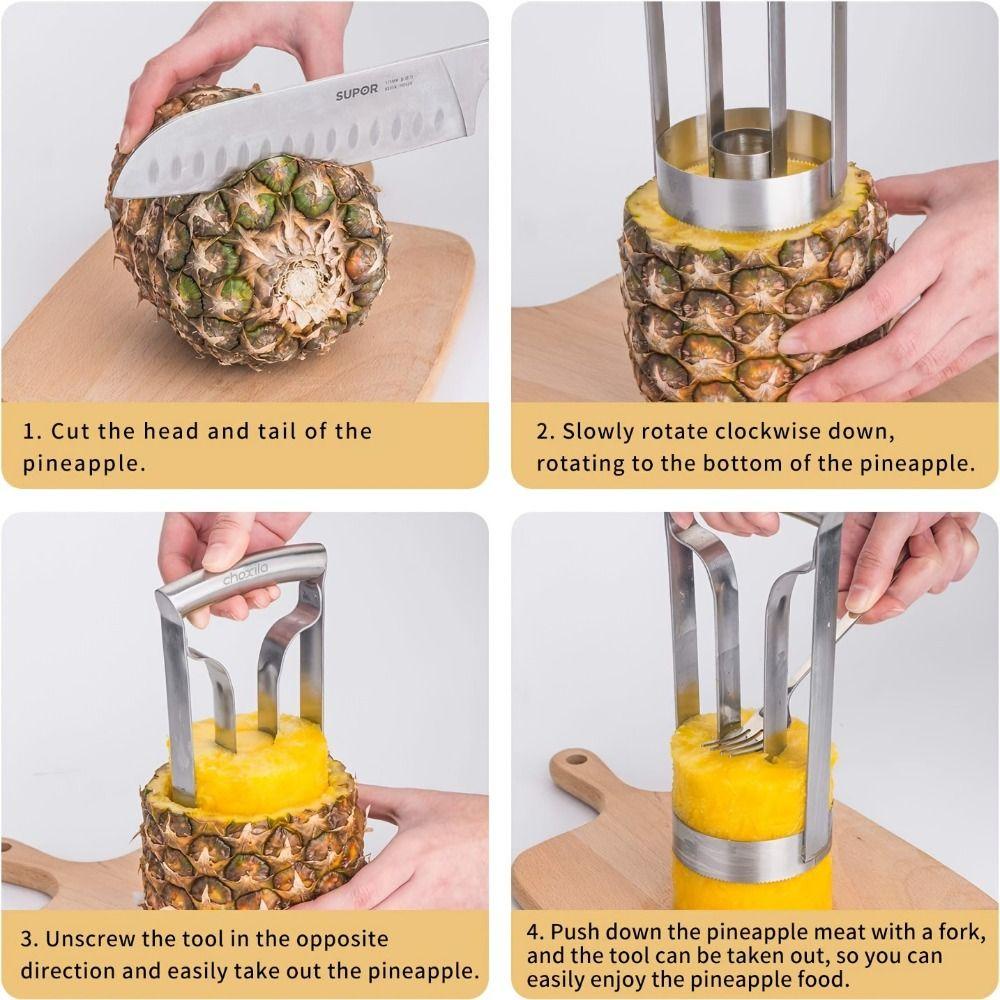 [Elegan] Pineapple Corer Dapur Stainless Steel Core Removal Mudah Digunakan Cutter