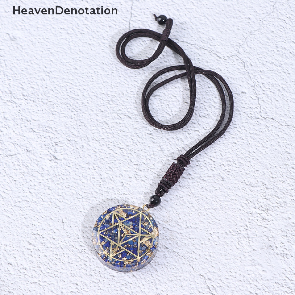 [HeavenDenotation] Orgonite Biru Baru Kristal Alami Tujuh Cakra Liontin Kalung Perhiasan Hadiah HDV