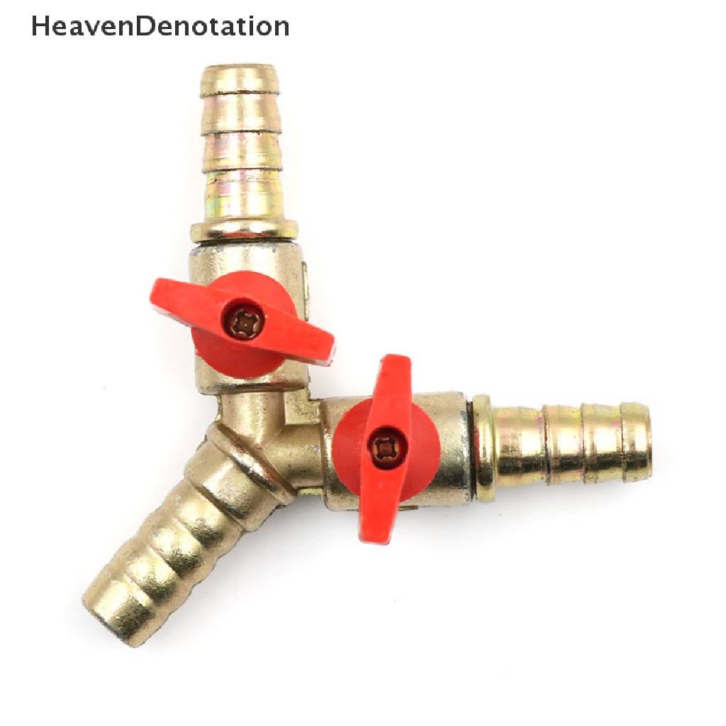 [HeavenDenotation] Ball Valve Y Shut off Kuningan 3arah Tee 3per8 &quot;10mm Barb Fuel Gas Oil/Valve Clamp  Konektor Tee gas Kuningan Tipe Y Pipa gas ball valve switch Kaos 3arah Y Tutup o