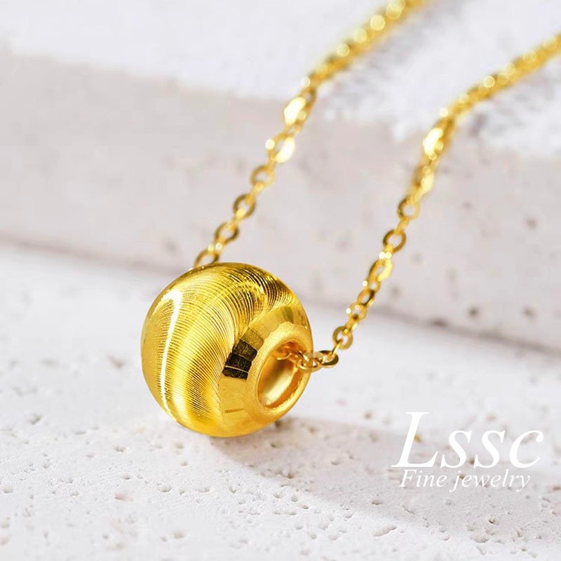 Kalung Titanium Anti Karat Bola Emas 18K Mewah Cantik Korea Aksesoris Wanita Perhiasan Fashion