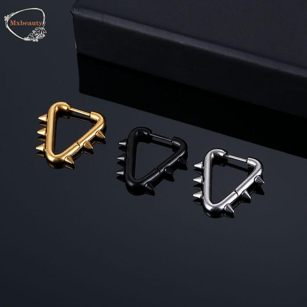 Mxbeauty Pria Hoop Earrings Hadiah Punk Pesta Street Wear Baja Titanium Kerucut Tajam Aksesoris Pria