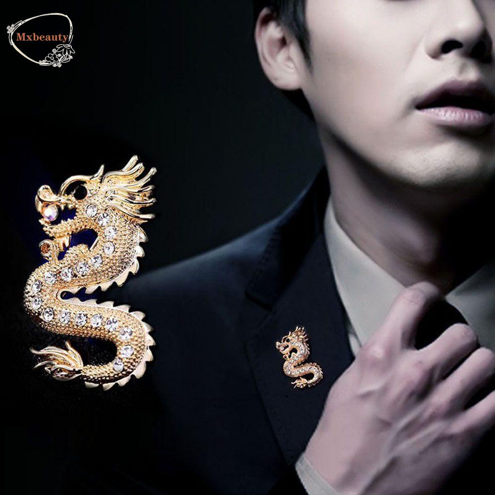 MXBEAUTY Fashion Corsage Vintage Suit Accessories Brooch Pins Gift 1 pcs Badge Retro Men's Dragon Jewelry/Multicolor