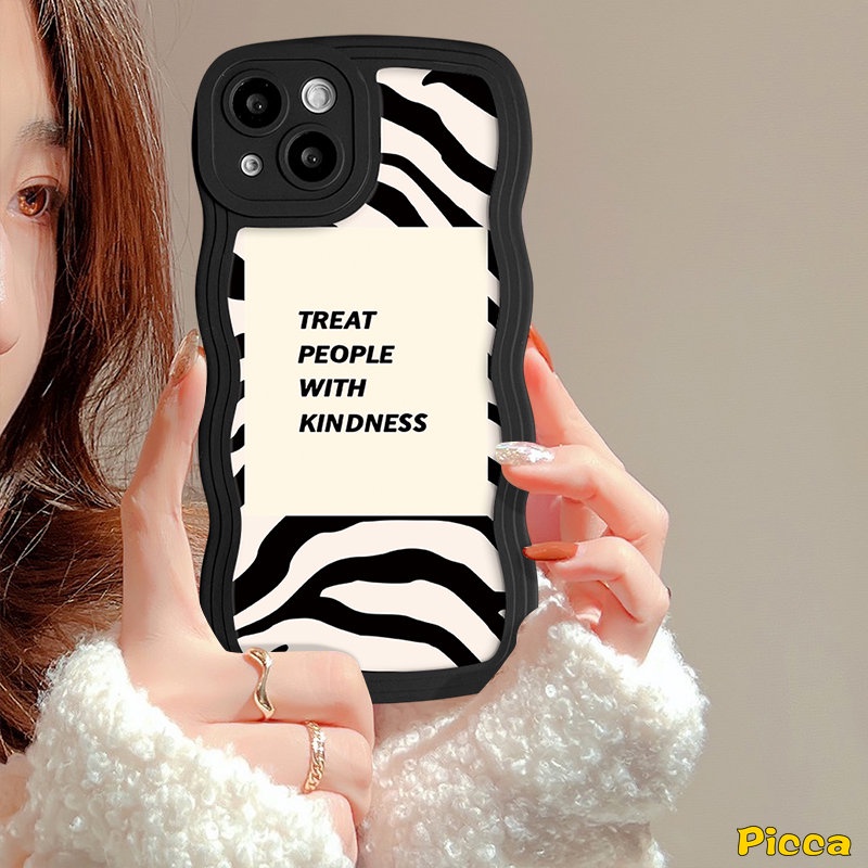 Case Realme C53 C55 C25s C25Y C15 C30 C35 C21Y C12 C25 C20 C20A C11 C3 C17 C33 10 7 5s 8i 8 6i 9Pro+ 9 8Pro 59i 7i 5i Art Irregular Stripe Zebra Pattern Lembut Bergelombang Penutup Tepi