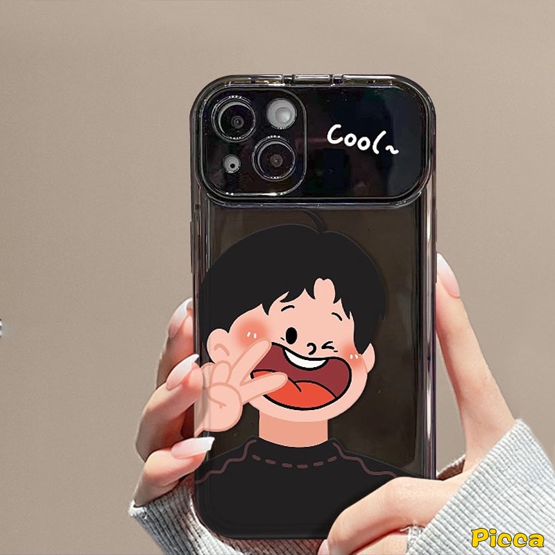 IPHONE Flip Kreatif Make Up Mirror Case Kompatibel Untuk Iphone7 8 14 Plus 11 13 12 14 Pro MAX XR X XS MAX SE Pasangan Cowok Cewek Case Dengan 3D Gelang Shockproof Soft Cover