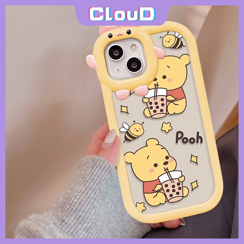Realme C35 C33 C21 C25s C25Y C31 C12 C30 C15 C11 C20 C21Y 9 Pro+7i 9i 5 8 9 7 5s 8Pro 5i 6i C25 C17 C3 Ikatan Simpul 3D Lucu Lensa Monster Kecil Kartun Winnie the Pooh Bear Sarung Soft Case