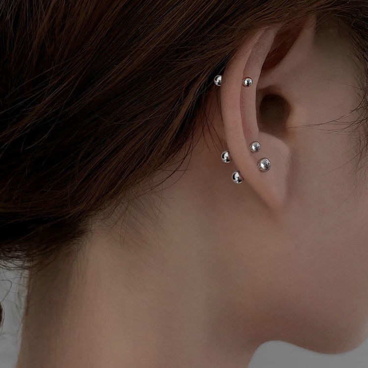 Baja Titanium Sekrup Pengencang Gesper Pejantan Anting Perempuan Berlapis Emas Telinga Tulang Stud Tidur Tidak Perlu Dilepas Anting-Anting Ear Bar