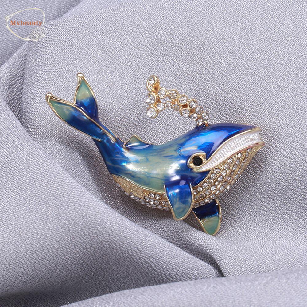 Mxbeauty Bros Pin Enamel Bentuk Ikan Paus Aksen Berlian Imitasi Bahan Alloy Gaya Korea