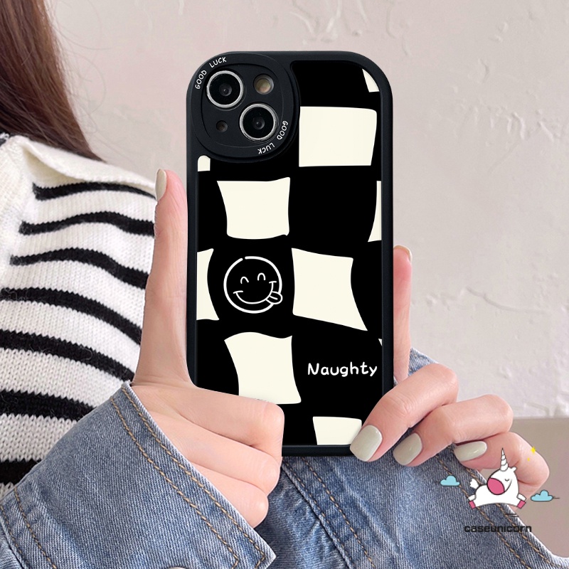 Ins Fashion Silicon Case Infinix Hot 11 10T 10s 11s 10 9 Play Note 8 Smart 5 6 Hot 10 Lite 10T 11 10s 11s Kreatif Tidak Teratur Kotak Hitam Dan Putih TPU Lembut Penutup Belakang