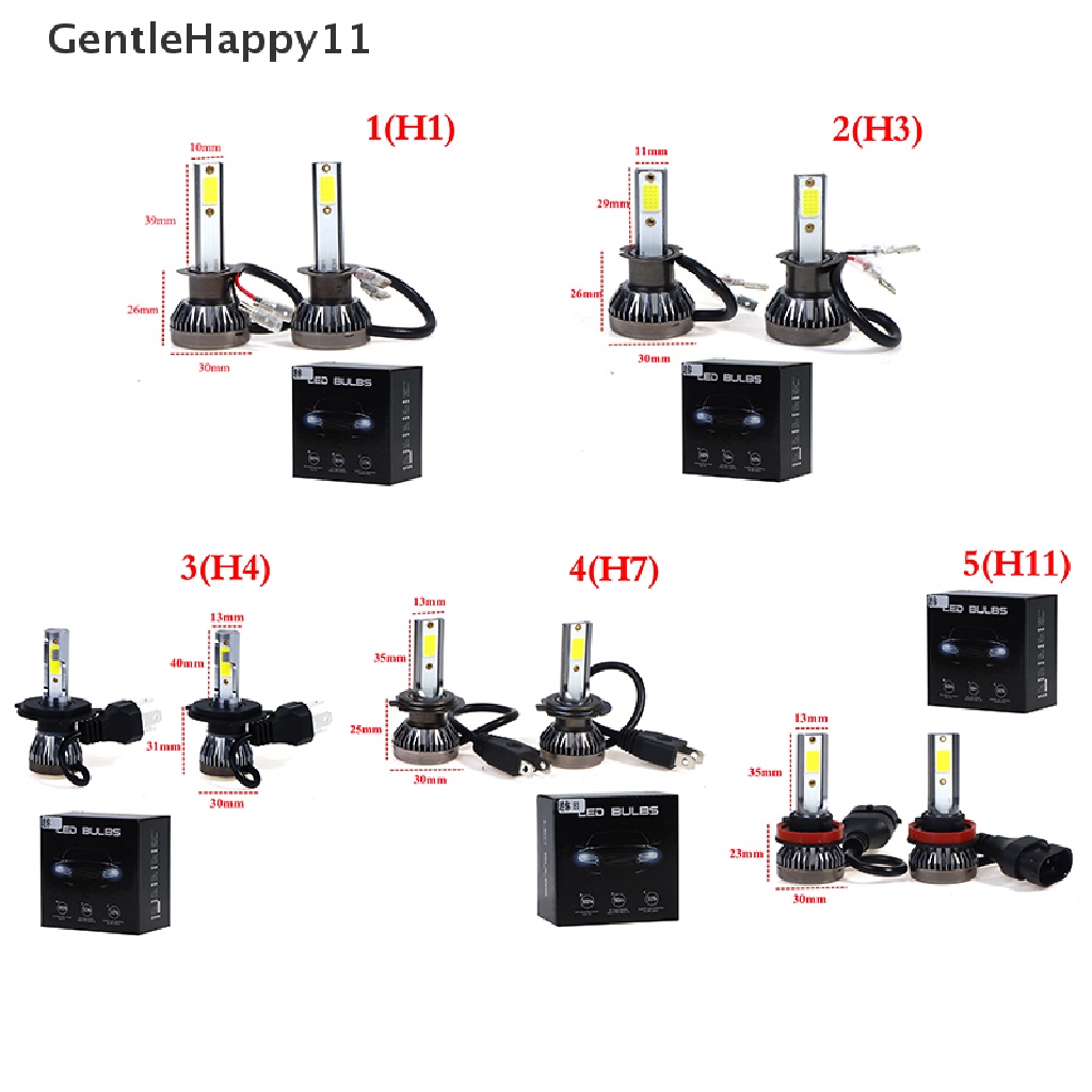 Gentlehappy 1pasang H1 H3 H4 H7 H11 Kit Konversi Lampu LED Mini 16000LM 6000K id