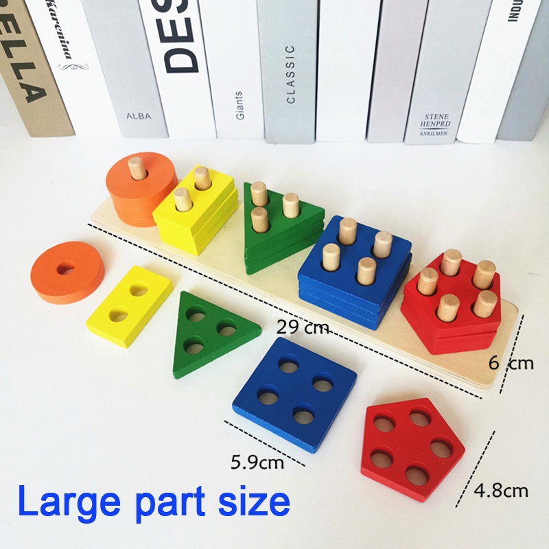 Mainan Papan Serasi Bentuk Geometris Montessori Kayu Anak-Anak Warna-Warni Keterampilan Motorik Halus Mainan Belajar Awal
