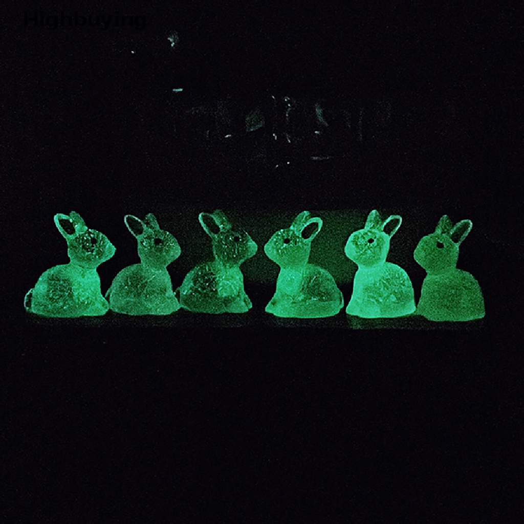 Hbid 5PC Luminous Mini Kartun Resin Kelinci Mainan Dekorasi Taman Rumah Resin Aksesoris Untuk Bahan Crafg Perhiasan Ch Glory