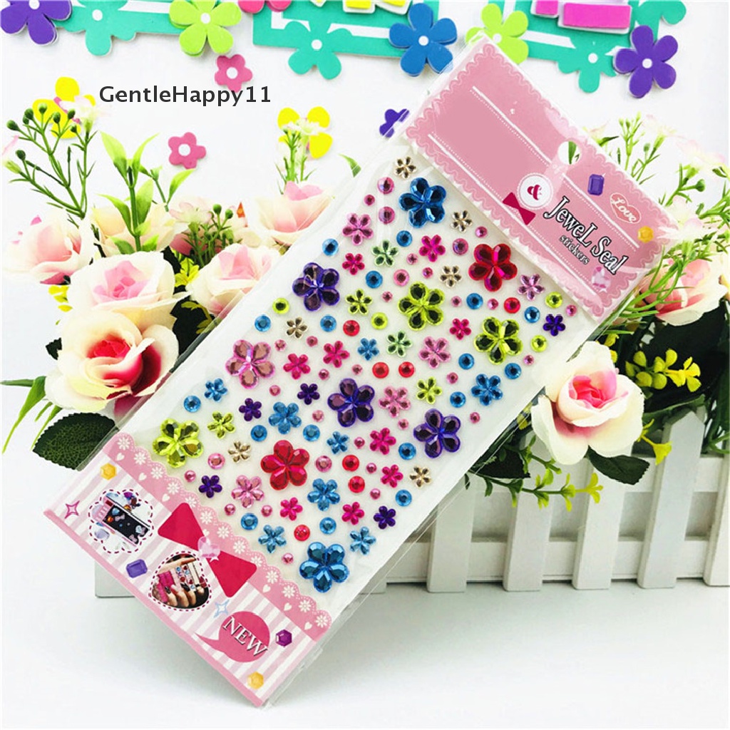 Gentlehappy Self Adhesive Glitter Bunga Kristal Permata Permata Diamond Stiker Berlian Imitasi Strip id