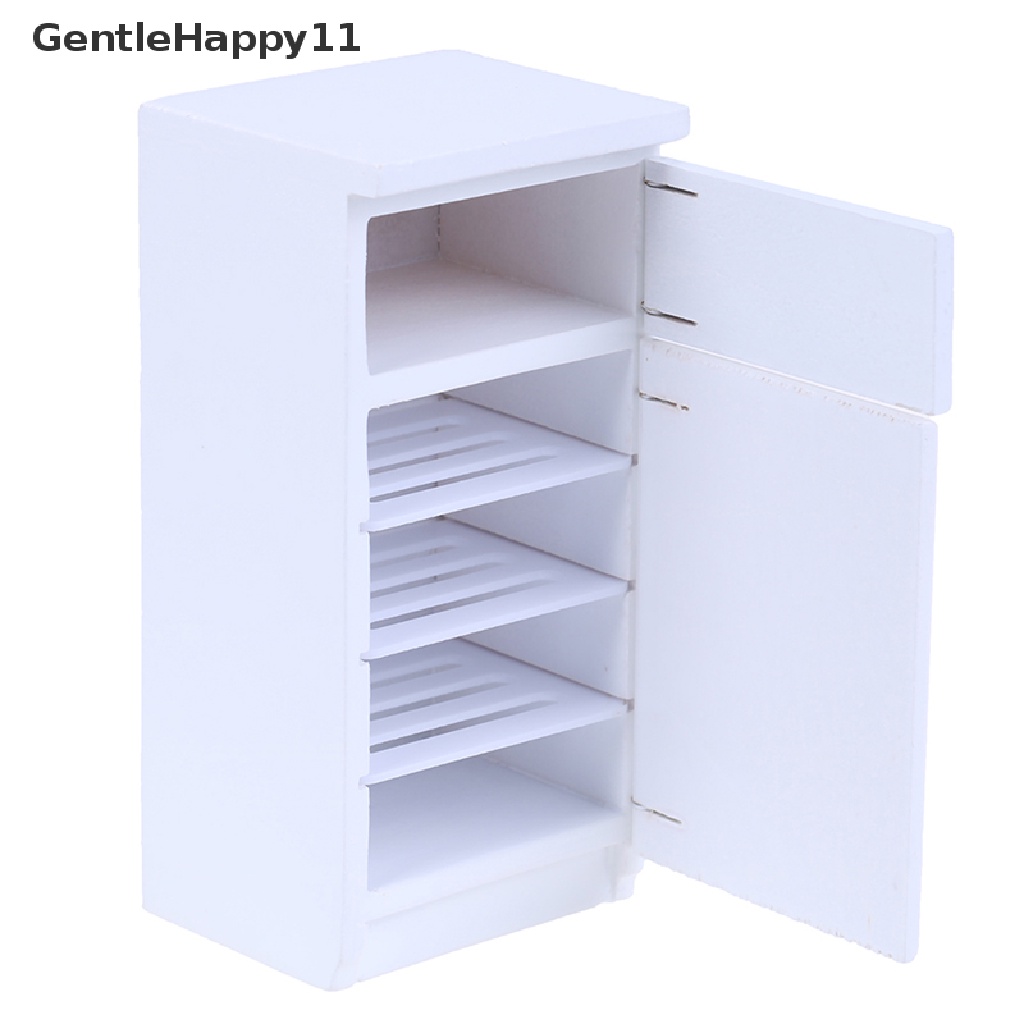 Gentlehappy 1: 12rumah Boneka id Putih Kulkas fridge freezer furniture Miniatur Mainan id