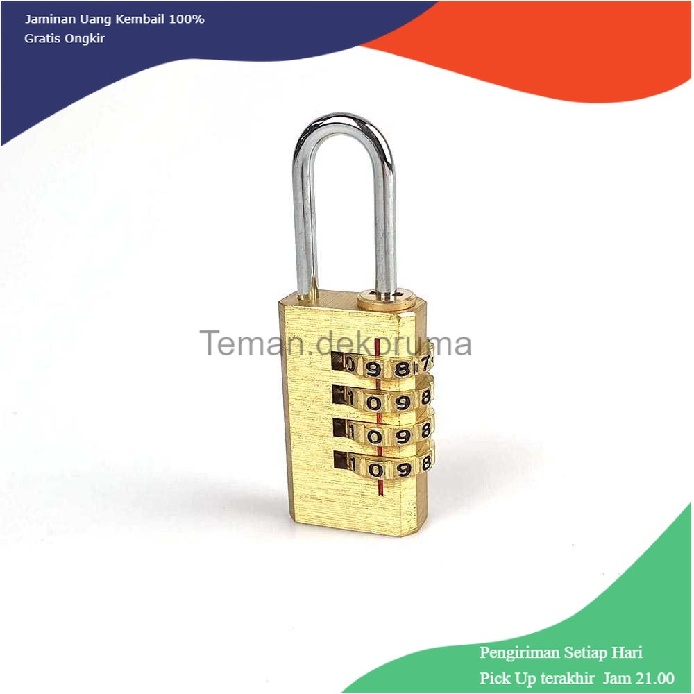 TD - RTG KAK Gembok Koper Padlock 4 Digit Combination Solid Brass 21x59mm - M1502