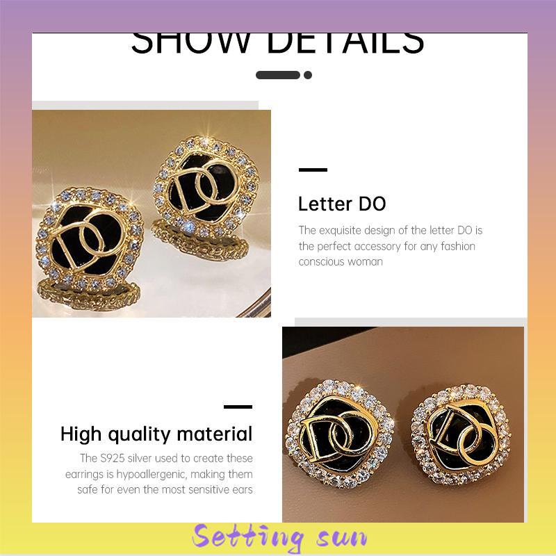 Anting pin perak S925 dengan Huruf zirkonia Anting pejantan berdesain persegi TN