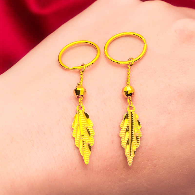 Goldkingdom Aksesoris Fashion 24 K Bangkok Aksesoris Spot Baru Daun Anting Halus Cincin Lady Hadiah