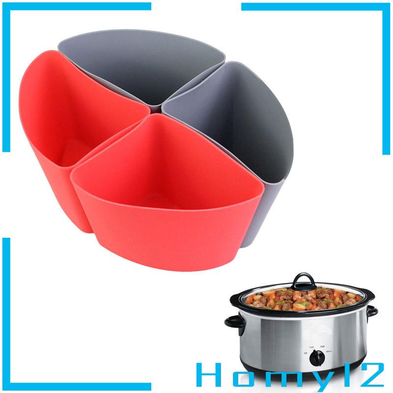 [HOMYL2] 4pcs Slow Cooker Divider Anti Bocor Reusable Slow Cooker Silikon Insert