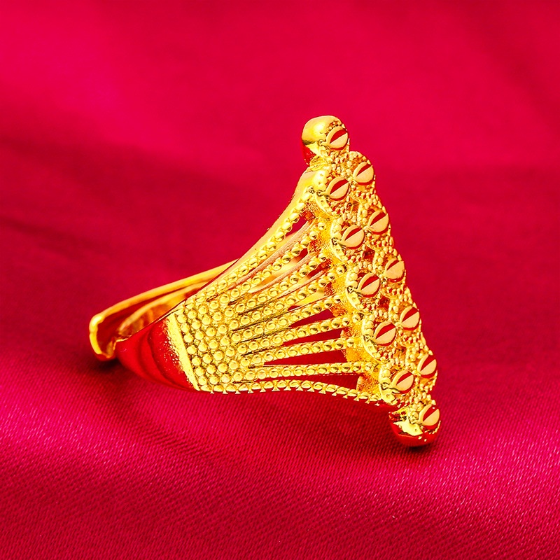 Goldkingdom Perhiasan Fashion 24K Bangkok Aksesoris Spot Wanita Besar Bunga Cincin Mendominasi Minimalis