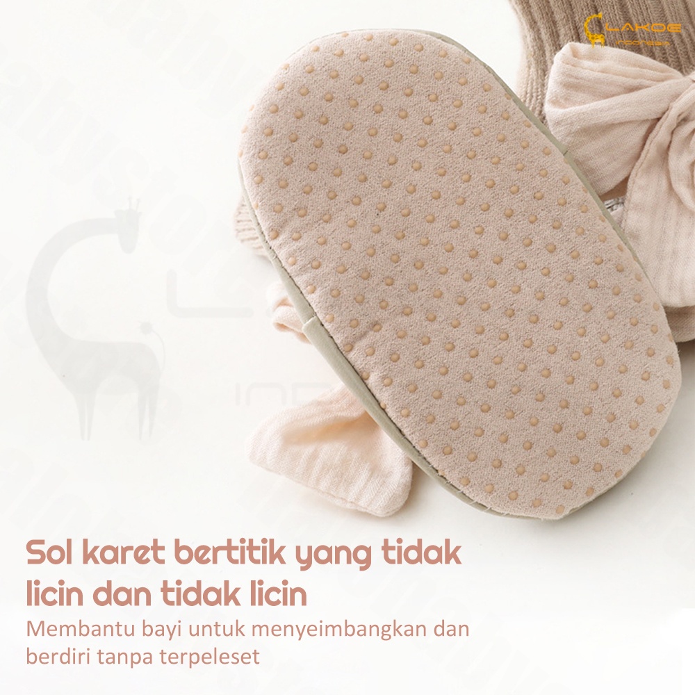 Lakoe Sepatu Bayi Prewalker Antislip Anak/Kaos kaki Ribbon Bayi/baby Skidder prewalker shoes