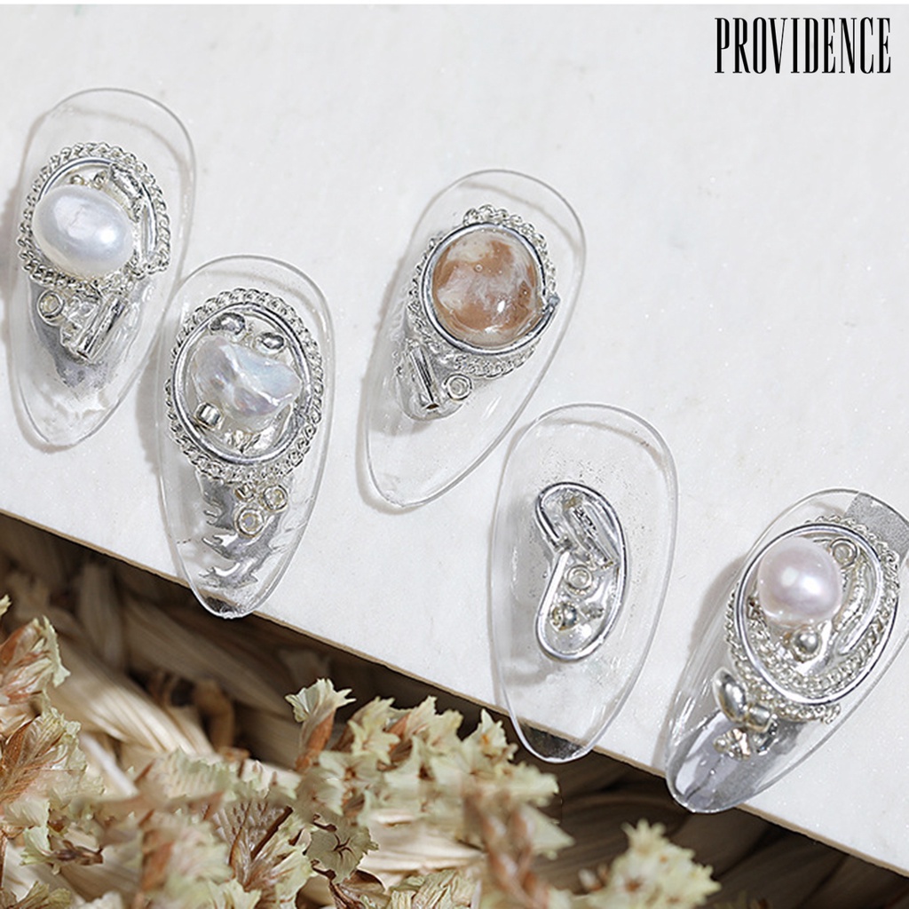 Providence 1kotak Dekorasi Kuku Bentuk Tidak Teratur Bahan Alloy Tahan Karat 3D Mix Mutiara Imitasi DIY Dekorasi Nail Art Perlengkapan Kuku