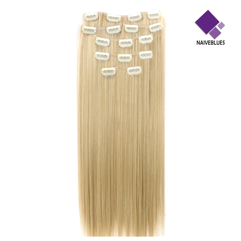 &lt; Naiveblues &gt; Fashion Lady 16klip Sopak Wig Cosplay Ekstensi Rambut Panjang