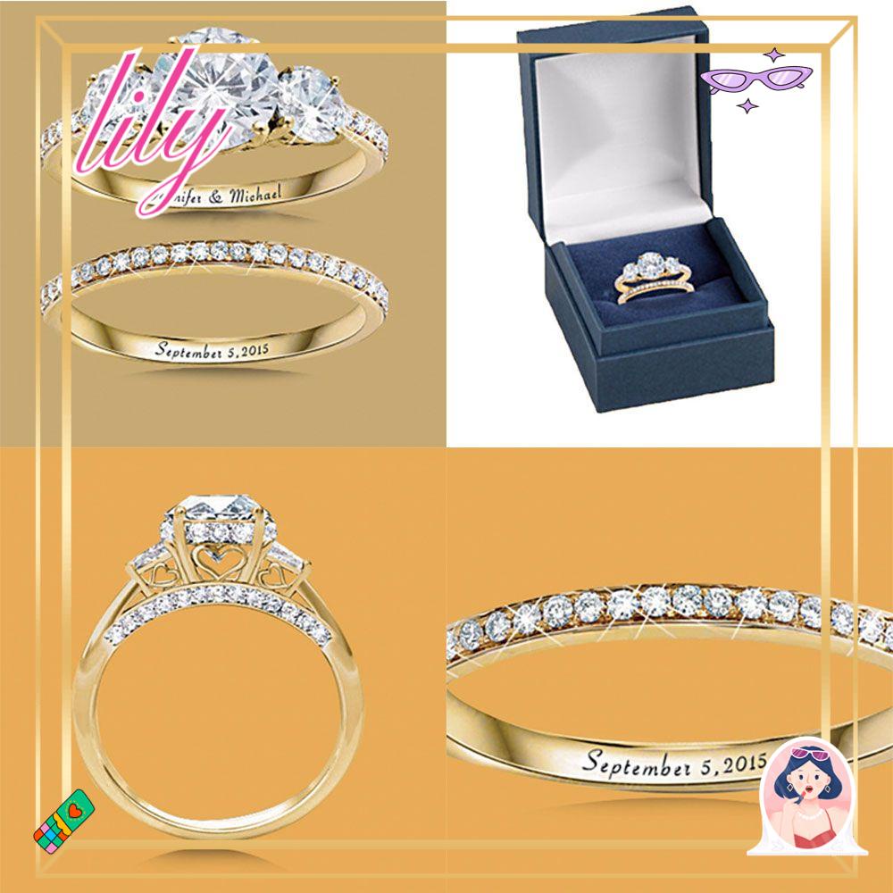 Lily 2Pcs Cincin Fashion Pernikahan Hari Valentine Berlian