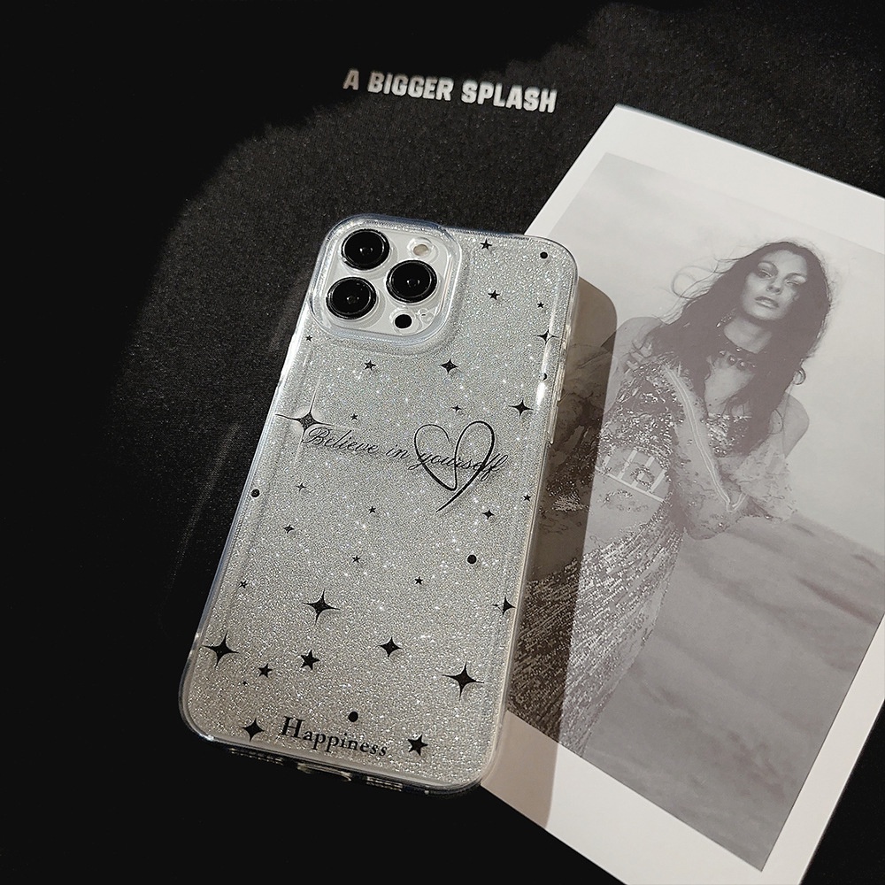 IPHONE Film Pelindung Belakang Glitter Perak Universal Untuk Iphone7 8 PLUS X XR XS 11 12 13 14 MINI PRO MAX SE 2020 Transparan Phone Case Cover