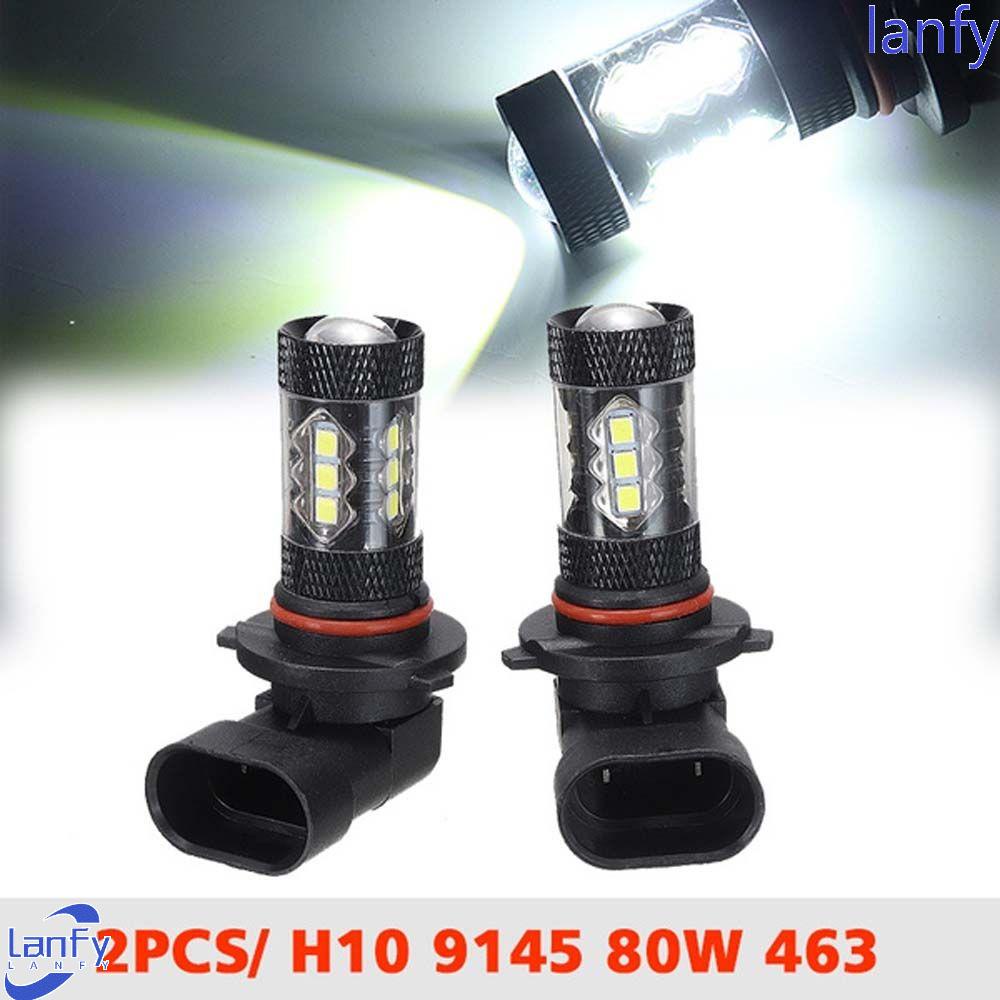 Lanfy Lampu Mobil Mengemudi Universal Tahan Lama Putih DC 12V H10 9145 80W Car Headlight