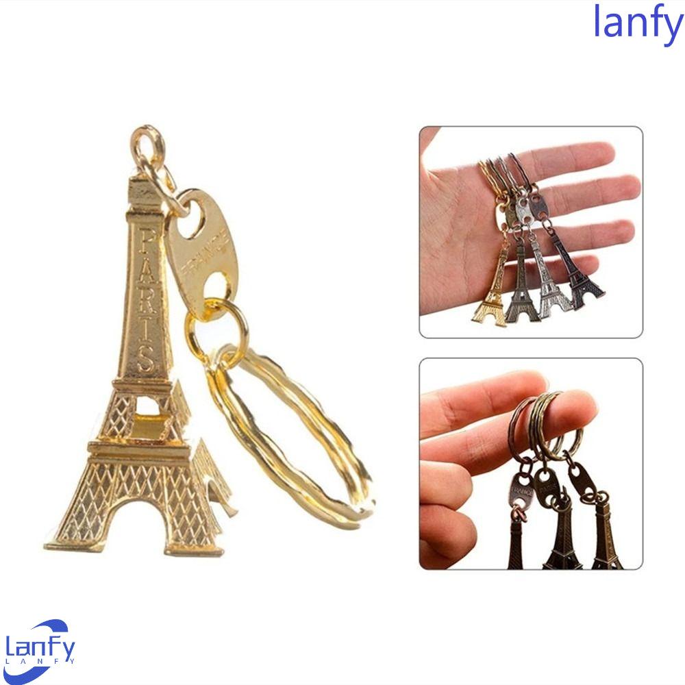 Lanfy Gantungan Kunci Menara Eiffel Kreatif Fashion Hadiah Natal Motor Mobil Keyring Metal Model Menara Eiffel