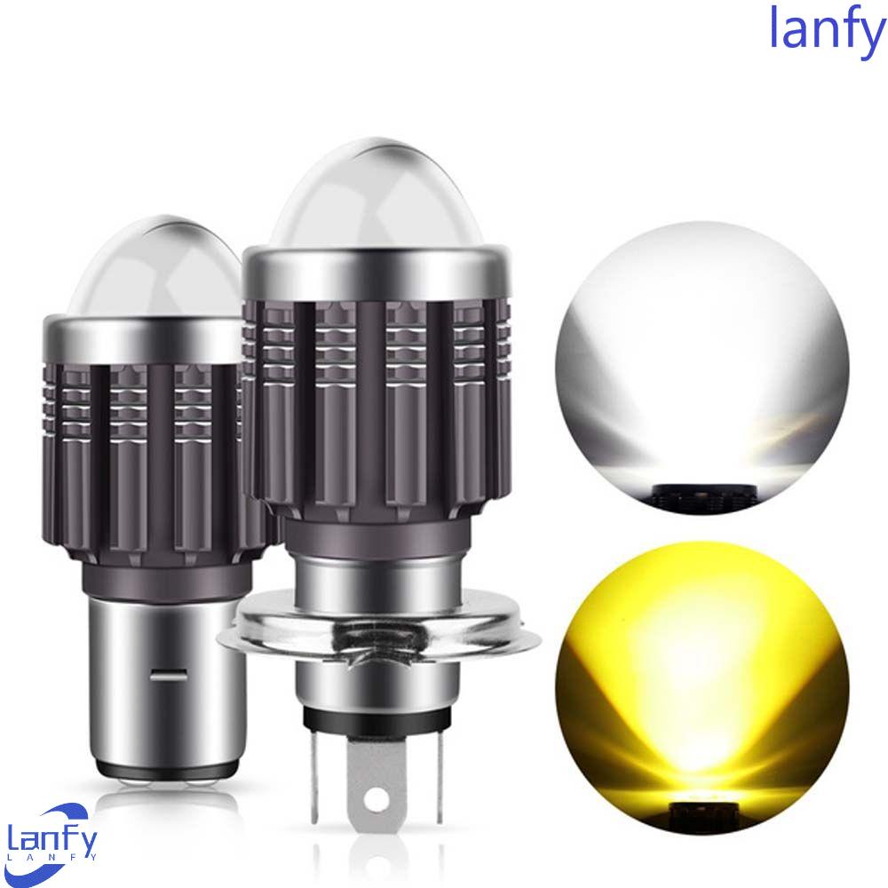 Lanfy Lampu LED Motor Hi/Lo 12W Putih Dual Warna Kuning CSP Chips Headlight Bulbs