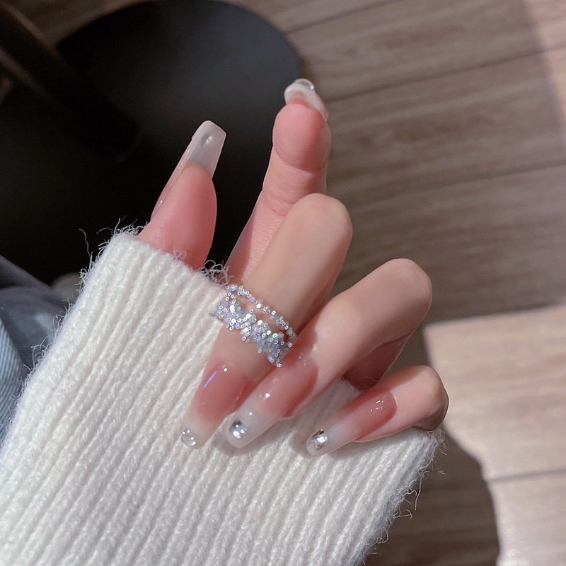 Ay (CN) Cincin Perak Kristal Mewah Butterfly Heart Bow Cross Ring Untuk Aksesoris Perhiasan Wanita