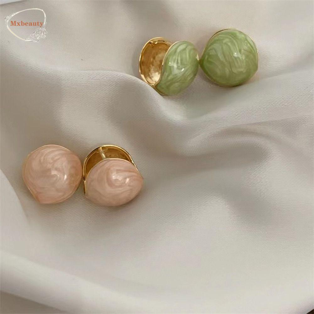 Mxbeauty Anting Bulat Wanita Retro Sederhana Trendi Desain Niche Fashion Perhiasan Drop Oil Alloy Gaya Korea Earrings