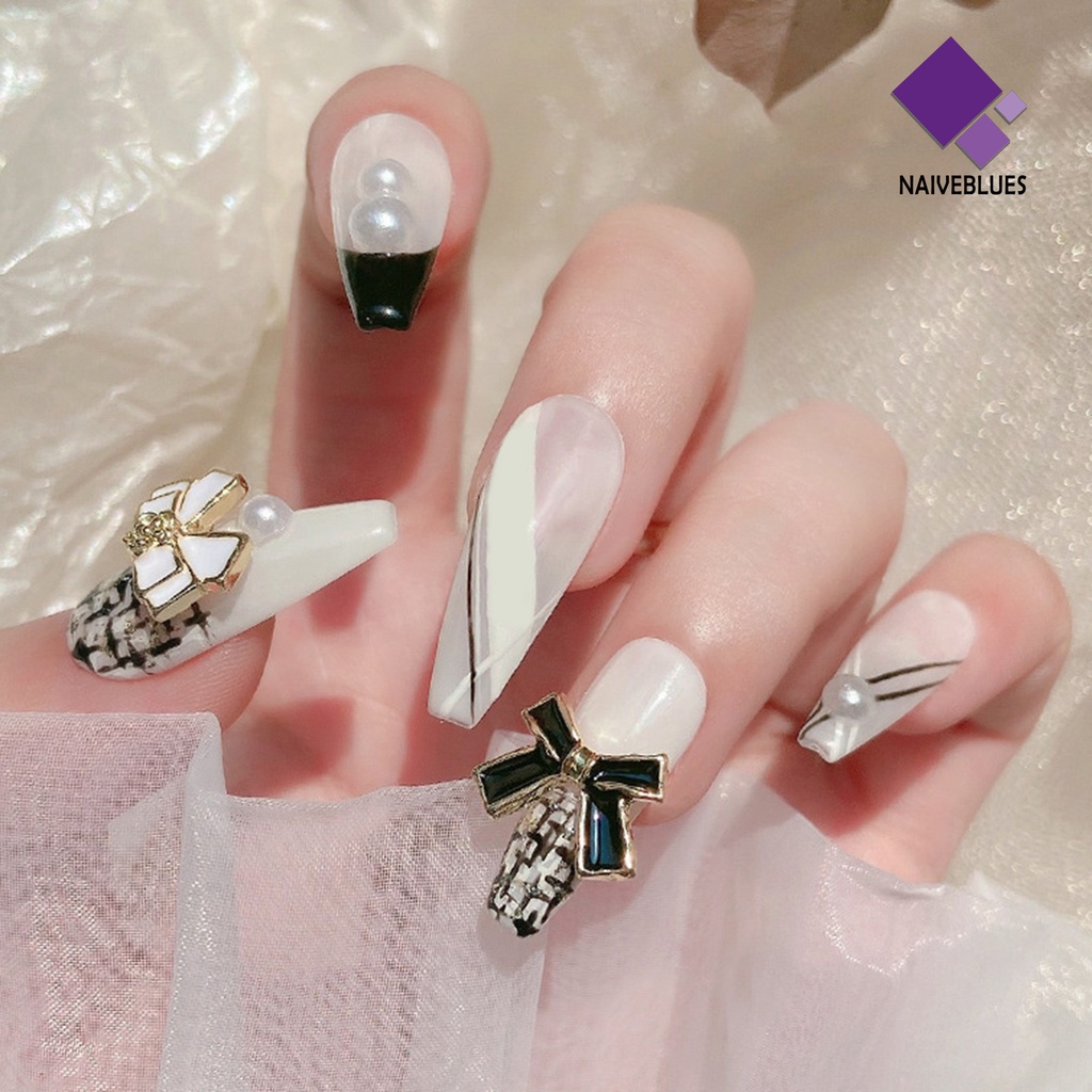 [naiveblues] 10pcs Dekorasi Nail Art Anti Jatuh Tidak Luntur Mudah Diikat Simpul Camellia Gaya DIY Hitam