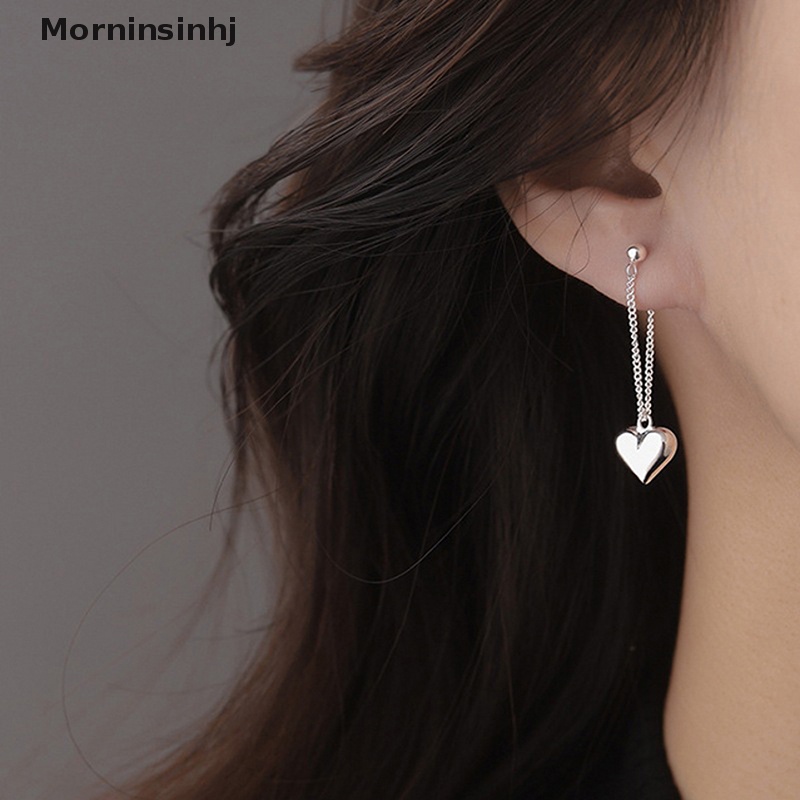 Mornin Mencegah Alergi Anting Warna Silver Untuk Wanita INS Fashion Vintage Halus Desain LOVE Hati Rumbai Perhiasan Pesta id