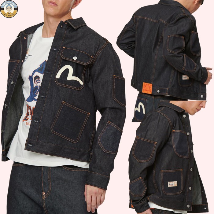 Evisu Multi pockets Indigo Denim Jacket Seagull Logo