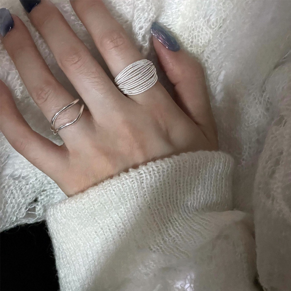 Deartiara Korea Niche Multi Layered Adjustable Opening Ring Untuk Fashion Wanita Cincin Jari Telunjuk Sederhana Dan Serbaguna