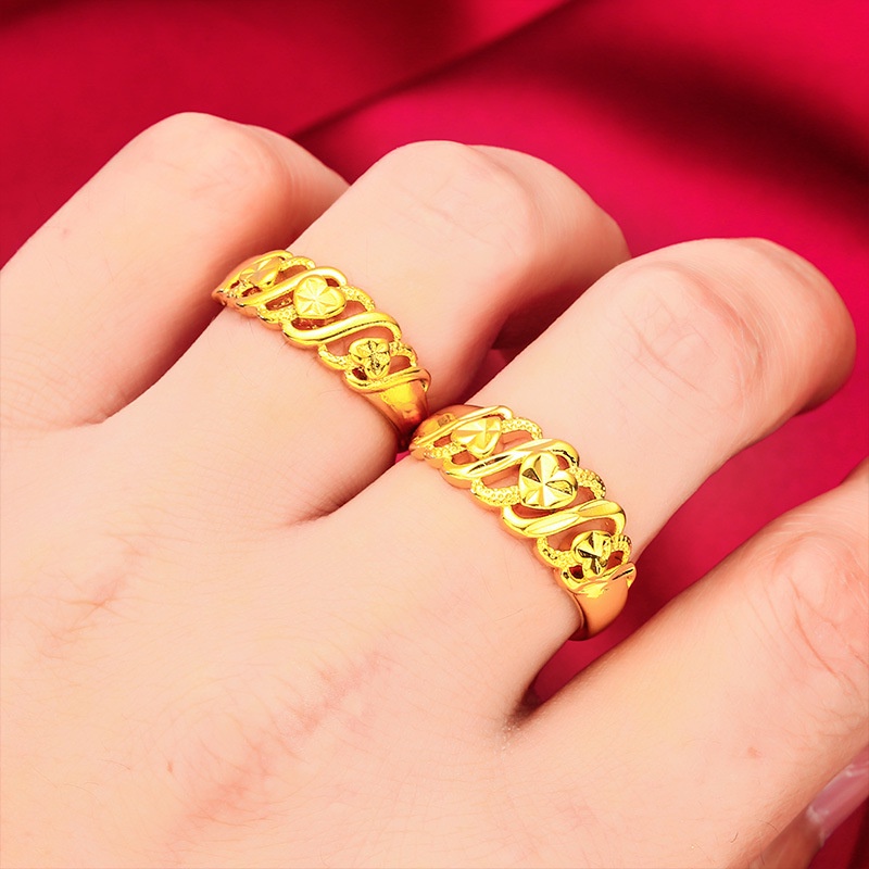 Goldkingdom Aksesoris Perhiasan Fashion Ready Stock Cincin Bunga Nanas Minimalis Lapis Emas Untuk Pasangan Pria Dan Wanita Ring